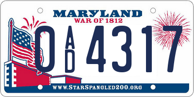 MD license plate 0AD4317