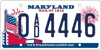 MD license plate 0AD4446