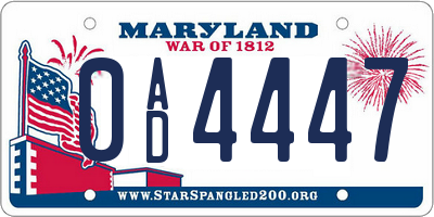 MD license plate 0AD4447