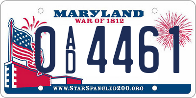 MD license plate 0AD4461