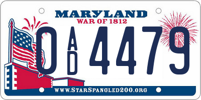 MD license plate 0AD4479