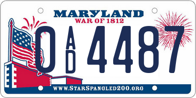 MD license plate 0AD4487