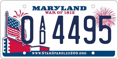 MD license plate 0AD4495
