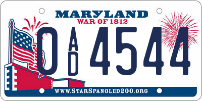 MD license plate 0AD4544