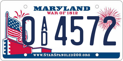 MD license plate 0AD4572