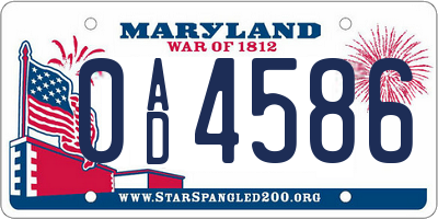 MD license plate 0AD4586