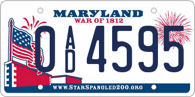 MD license plate 0AD4595