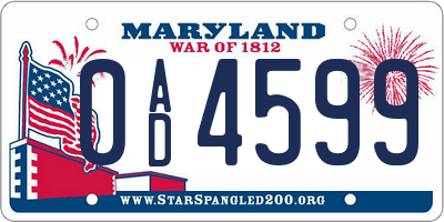 MD license plate 0AD4599