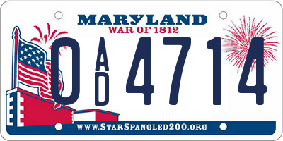 MD license plate 0AD4714