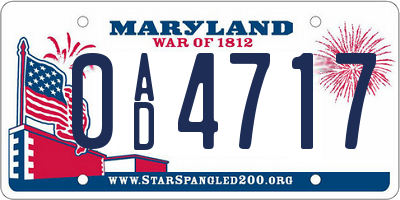MD license plate 0AD4717