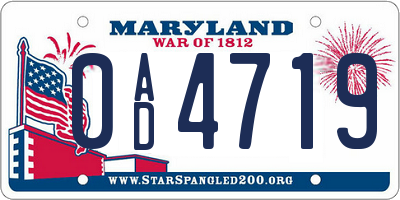 MD license plate 0AD4719