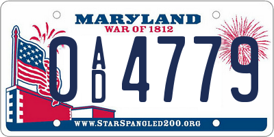 MD license plate 0AD4779