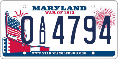 MD license plate 0AD4794