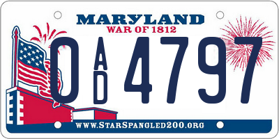 MD license plate 0AD4797