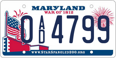 MD license plate 0AD4799