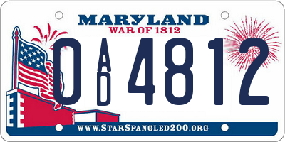 MD license plate 0AD4812