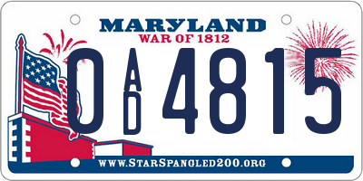 MD license plate 0AD4815