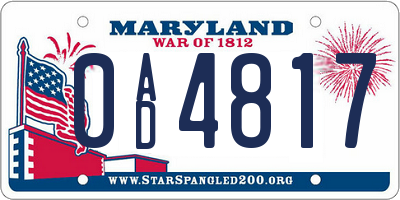 MD license plate 0AD4817