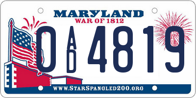 MD license plate 0AD4819