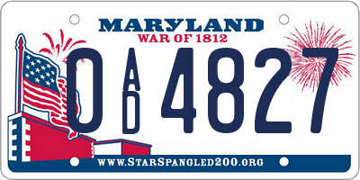MD license plate 0AD4827