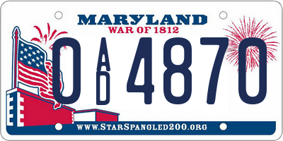 MD license plate 0AD4870