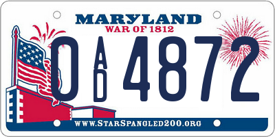 MD license plate 0AD4872