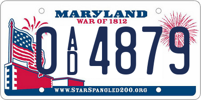MD license plate 0AD4879
