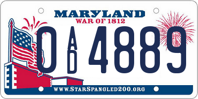 MD license plate 0AD4889