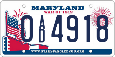 MD license plate 0AD4918