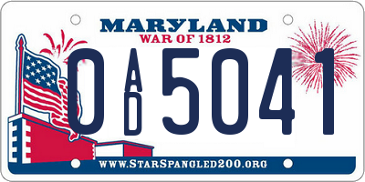 MD license plate 0AD5041