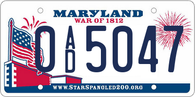 MD license plate 0AD5047