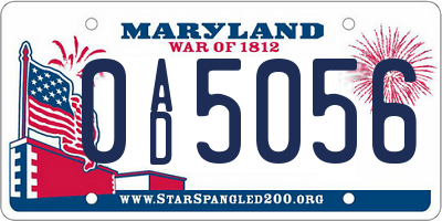 MD license plate 0AD5056