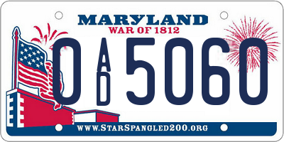 MD license plate 0AD5060
