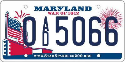 MD license plate 0AD5066