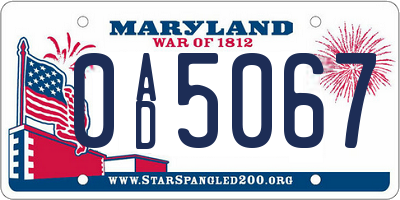MD license plate 0AD5067