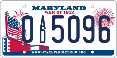 MD license plate 0AD5096