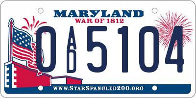 MD license plate 0AD5104