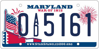 MD license plate 0AD5161