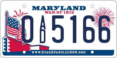 MD license plate 0AD5166
