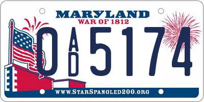 MD license plate 0AD5174