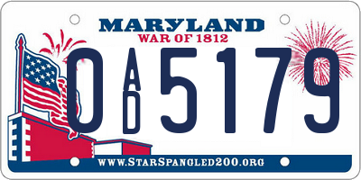 MD license plate 0AD5179