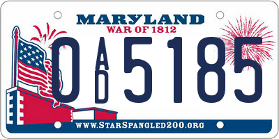 MD license plate 0AD5185