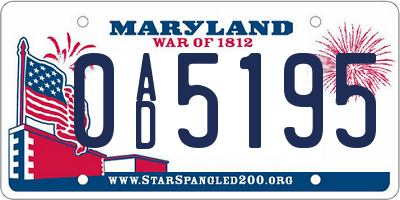 MD license plate 0AD5195