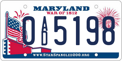 MD license plate 0AD5198