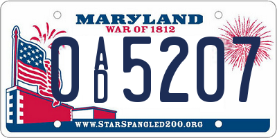 MD license plate 0AD5207