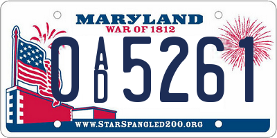 MD license plate 0AD5261