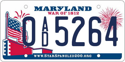MD license plate 0AD5264