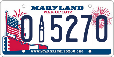 MD license plate 0AD5270