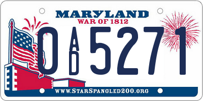 MD license plate 0AD5271