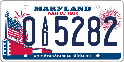 MD license plate 0AD5282